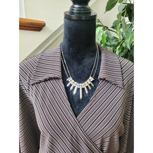 Maria Gabrielle Womens Black & White Polyester V-Neck Long Sleeve Top Blouse 2XL - Picture 2 of 10